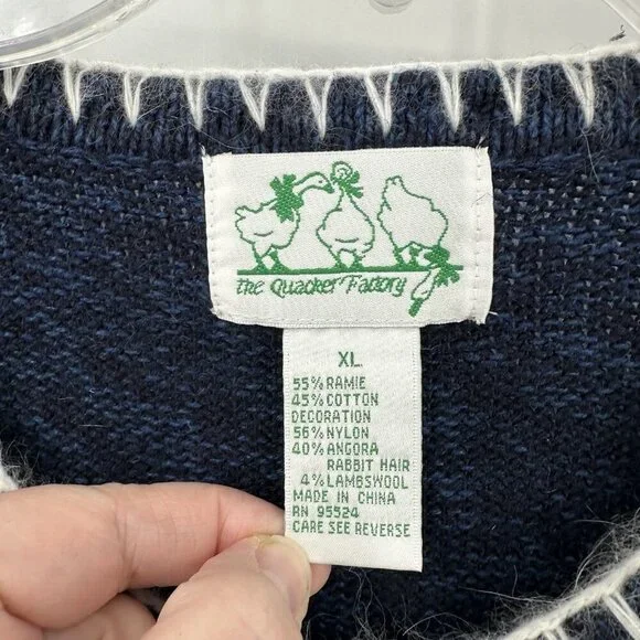 QUACKER FACTORY cardigan sweater snowmen winter smores embellished quirky XL - Picture 8 of 8